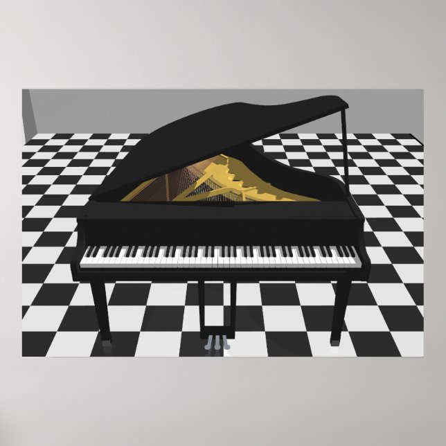 Poster de musique : Grand Piano & Tuiles : Modèle  (Devant)