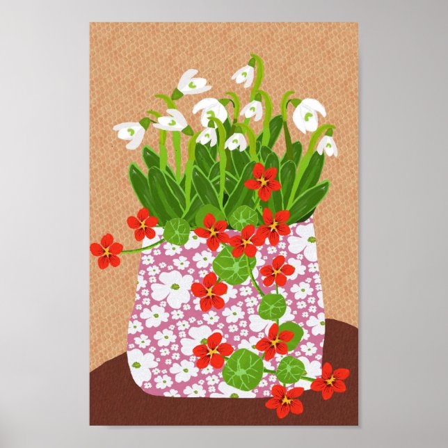 Poster de neige et de Nasturtium (Devant)