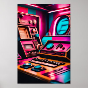 Poster de Neon Synthwave Galaxy
