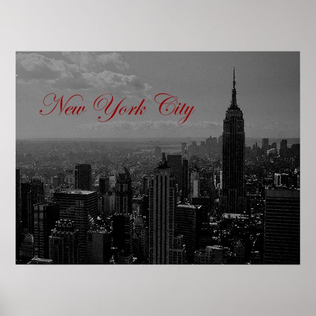 Poster de New York City Old Script Imprimer (Devant)