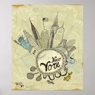 Poster de New York Doodle