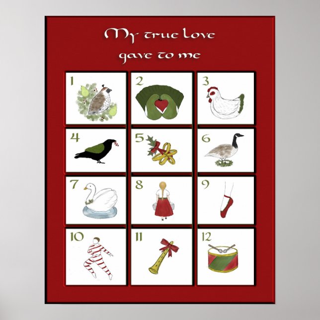 Poster de Noël 12 jours Imprimer (Devant)