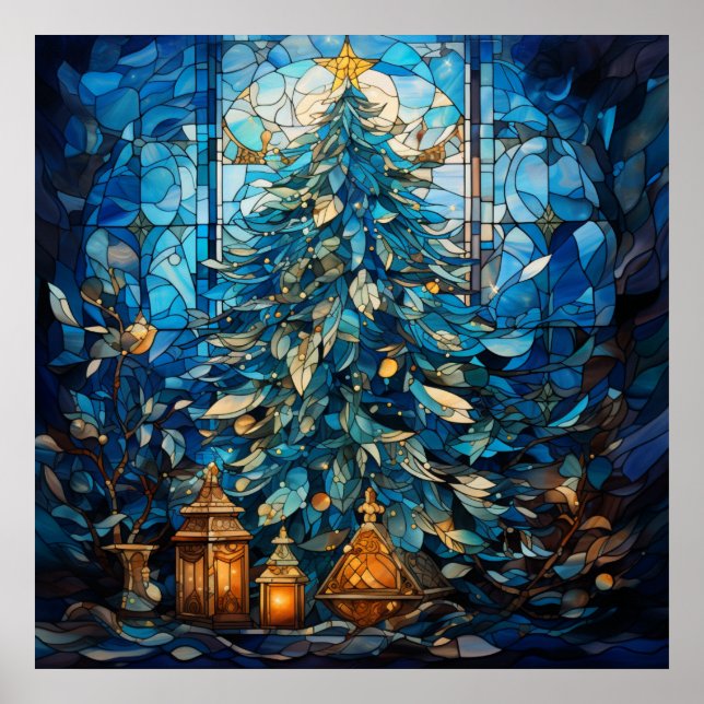 Poster de Noël bleu verre (Devant)