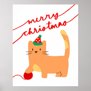Poster de Noël de chat, Kitten Xmas Imprimer, Fest