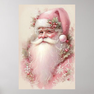 Poster de Noël de Père Noël rose