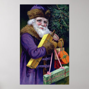 Poster de Noël du Père Noël vintage Imprimer