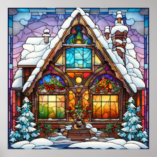 Poster de Noël en verre satiné