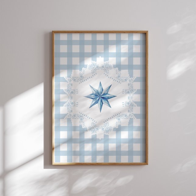 Poster de Noël En vichy étoile bleue (Créateur téléchargé)