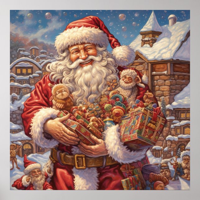 Poster de Noël Festif Holiday Père Noël (Devant)