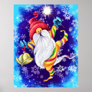 Poster de Noël Gnome avec cloches - Peinture