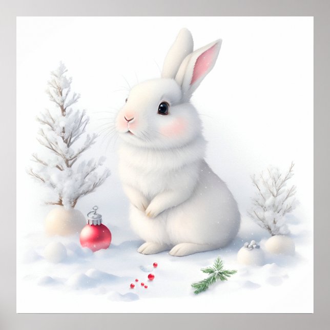 Poster de Noël Lapin Neige (Devant)