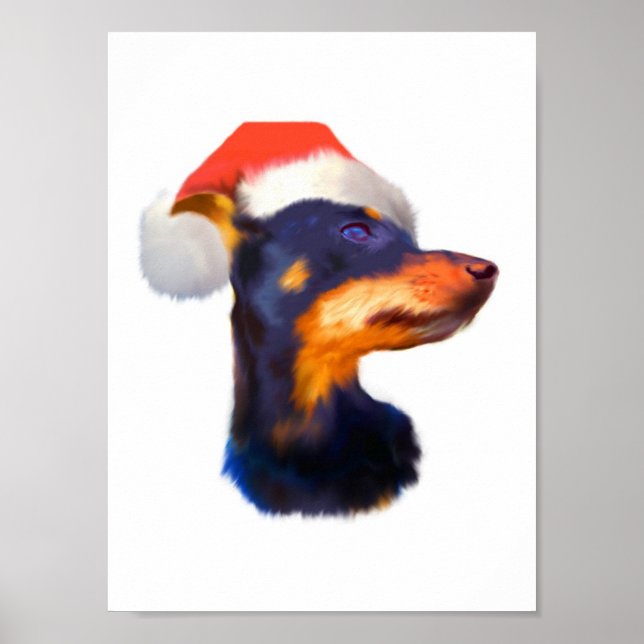 Poster de Noël Miniature Pinscher Imprimer (Devant)