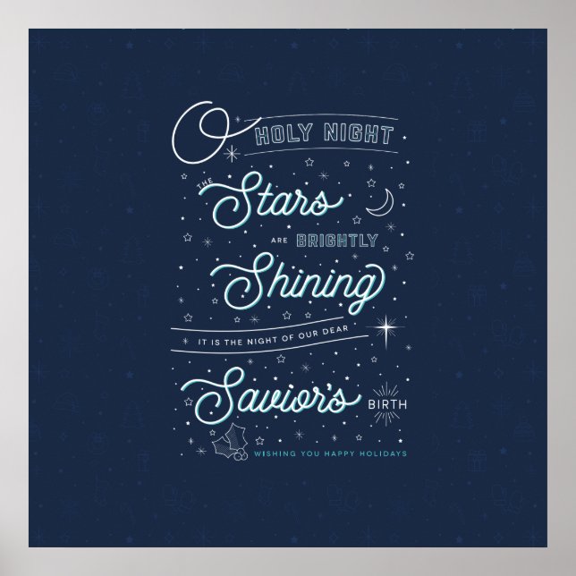 Poster de Noël Oh Holy Night 24x24 / Bleu (Devant)