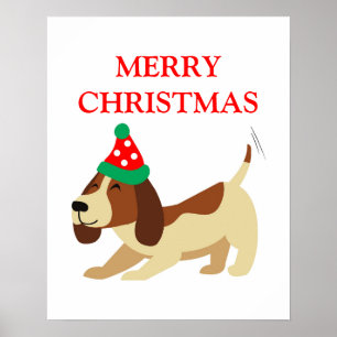 Poster de Noël, Poster de Noël du chien mignon, Fe