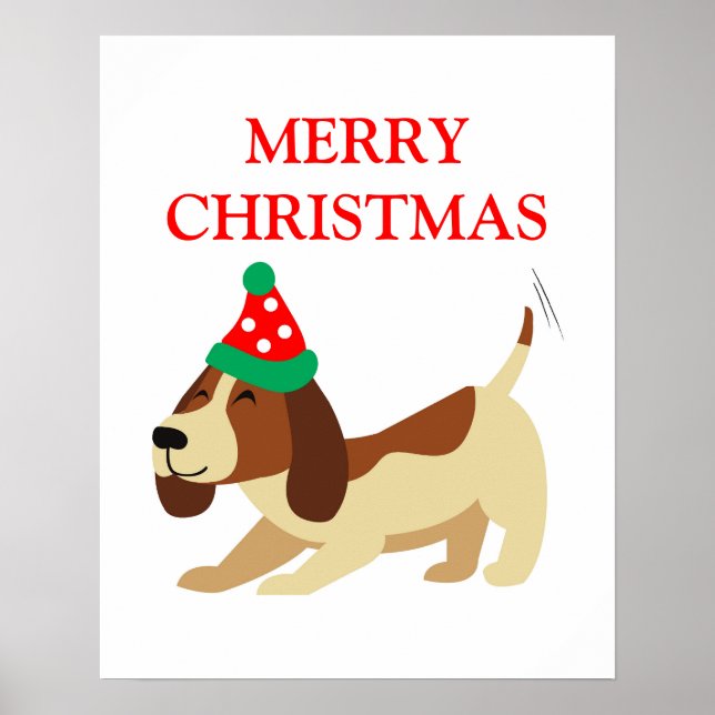Poster de Noël, Poster de Noël du chien mignon, Fe (Devant)