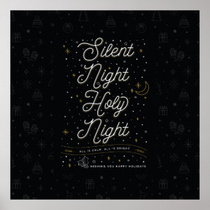 Poster de Noël Silent Night 24x24 / Noir