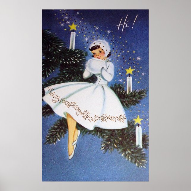 Poster de Noël vintage rétro Holliday (Devant)