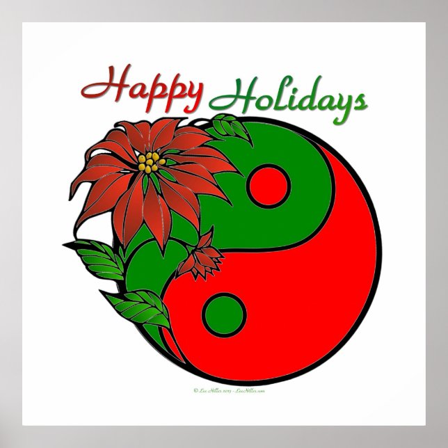 Poster de Noël Yin Yang Poinsettia (Devant)