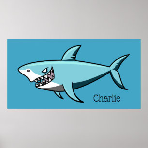 Poster de nom personnalisé de requin cool