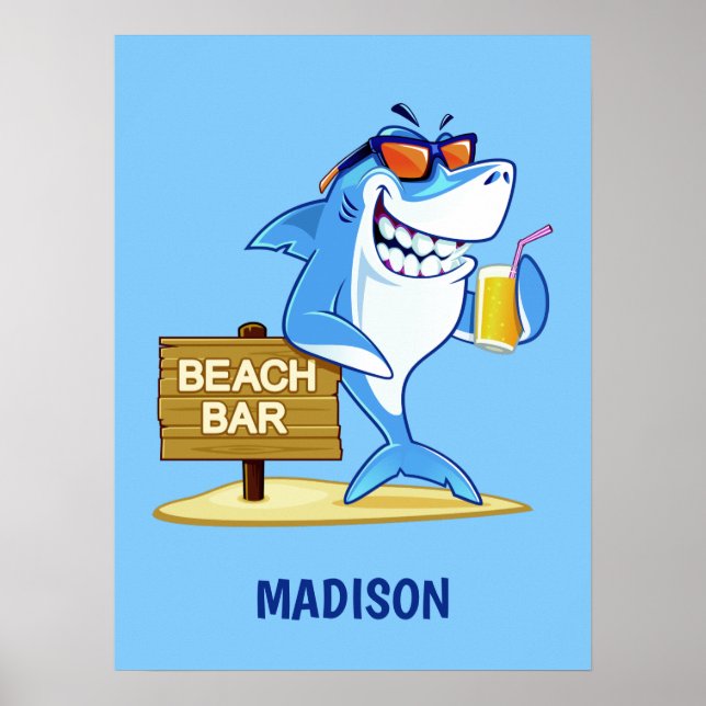 Poster de nom personnalisé Funny Shark (Devant)