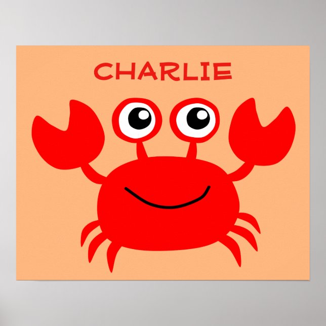 Poster de nom personnalisé Happy Crab (Devant)