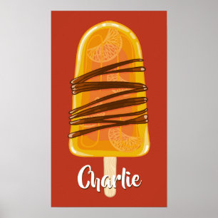 Poster de nom personnalisé Orange Popsicle