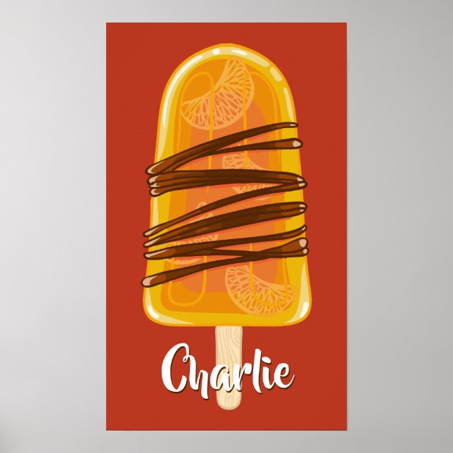 Poster de nom personnalisé Orange Popsicle (Devant)