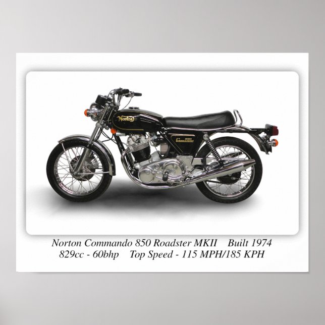 Poster de Norton Commando 850 Roadster MKII - A3 (Devant)