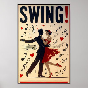 Poster de nuit de la danse vintage