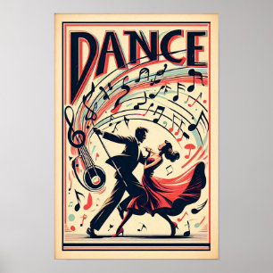 Poster de nuit de la danse vintage