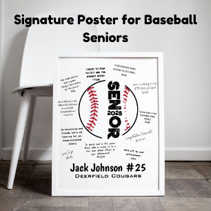 Poster de nuit senior de baseball pour signatures