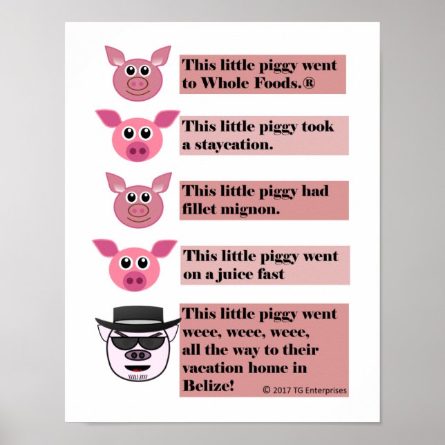 Poster de parodie "This Little Piggy", 11" x 14" (Devant)