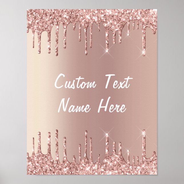 Poster de Parties scintillant rose Gold Blush Text (Devant)