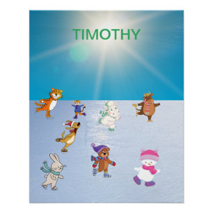Poster de patinage sur glace animal