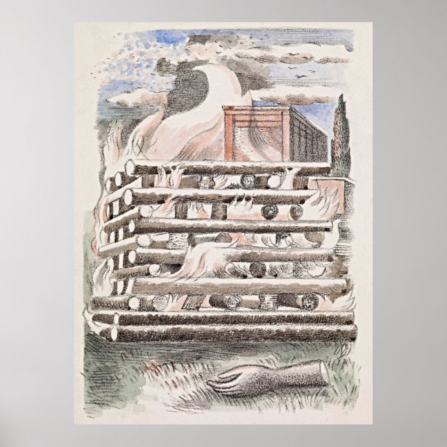 Poster de Paul Nash Funeral Pyre - Retro Elegance (Devant)