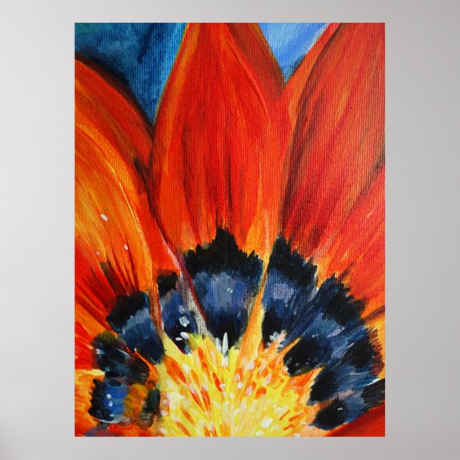 Poster de peinture à fleurs orange (Devant)