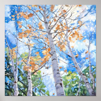 Poster de peinture à l'aquarelle de la forêt de Bi