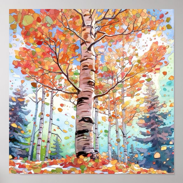Poster de peinture à l'aquarelle de la forêt de Bi (Devant)