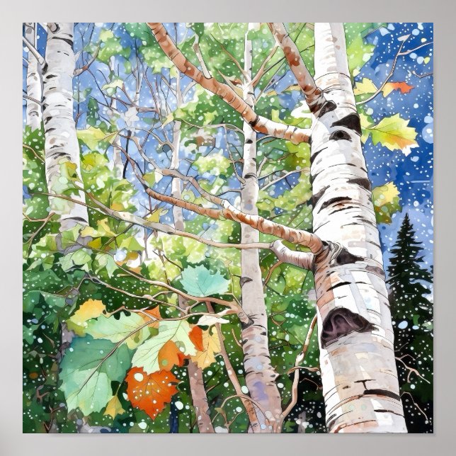 Poster de peinture à l'aquarelle de la forêt de Bi (Devant)