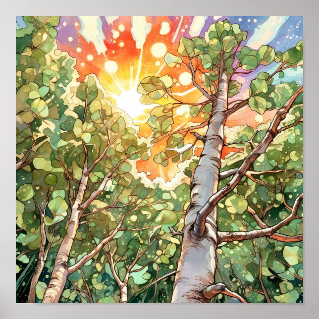 Poster de peinture à l'aquarelle de la forêt de Su (Devant)