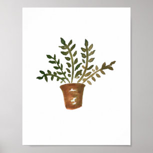 Poster de peinture à l'aquarelle du Plante vert bo
