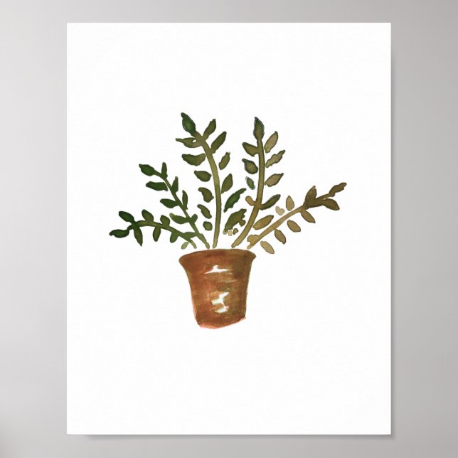 Poster de peinture à l'aquarelle du Plante vert bo (Devant)