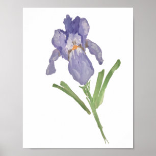 Poster de peinture à l'aquarelle violette Iris