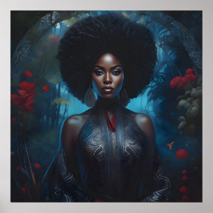 Poster de peinture à l'huile afro-américaine femme