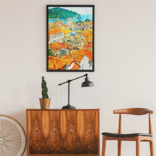 Poster de peinture à l'huile d'aquarelle Dubrovnik (Dubrovnik Croatia Watercolor Oil Paint Poster)