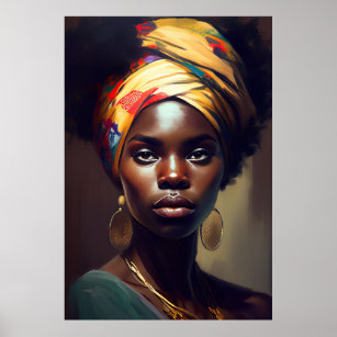 Poster de peinture à l'huile pour femme africaine