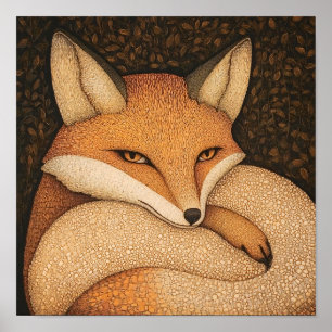Poster de peinture animalière Fox Woodland
