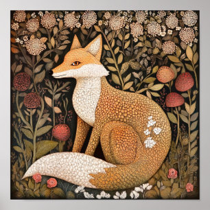 Poster de peinture animalière Fox Woodland
