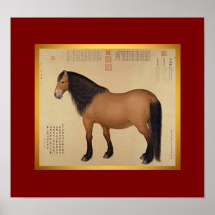 Poster de peinture chinoise de cheval mongol