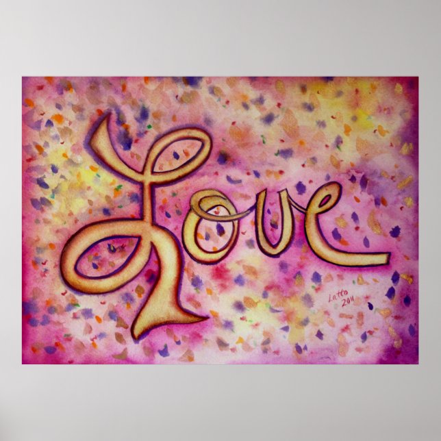 Poster de peinture d'art rose Love Imprimer (Devant)